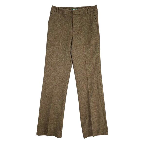 Lauren Ralph Lauren Wool Herringbone Brown Trousers Size 4 Merino Wool Vintage - Picture 1 of 4